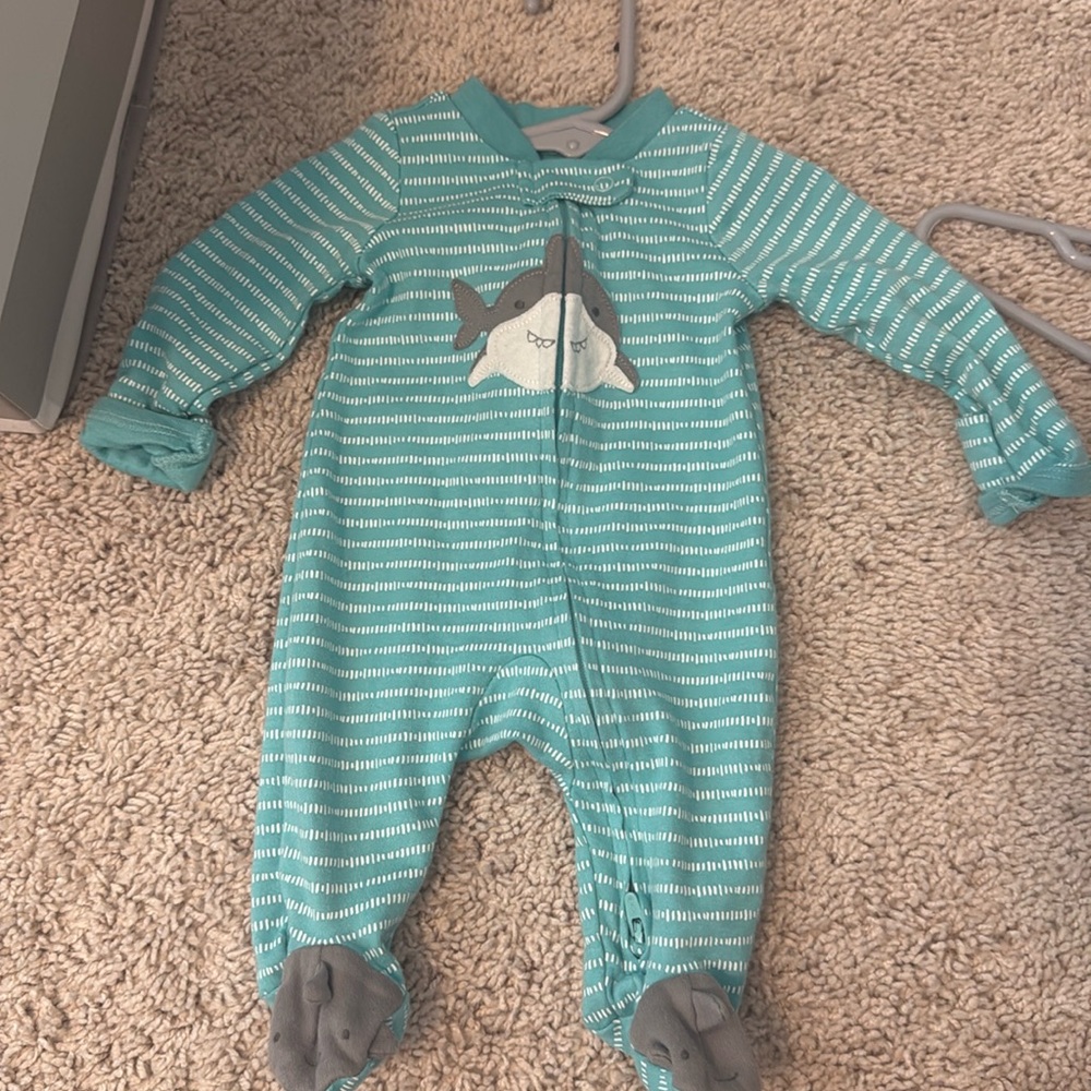 Carters shark newborn footie